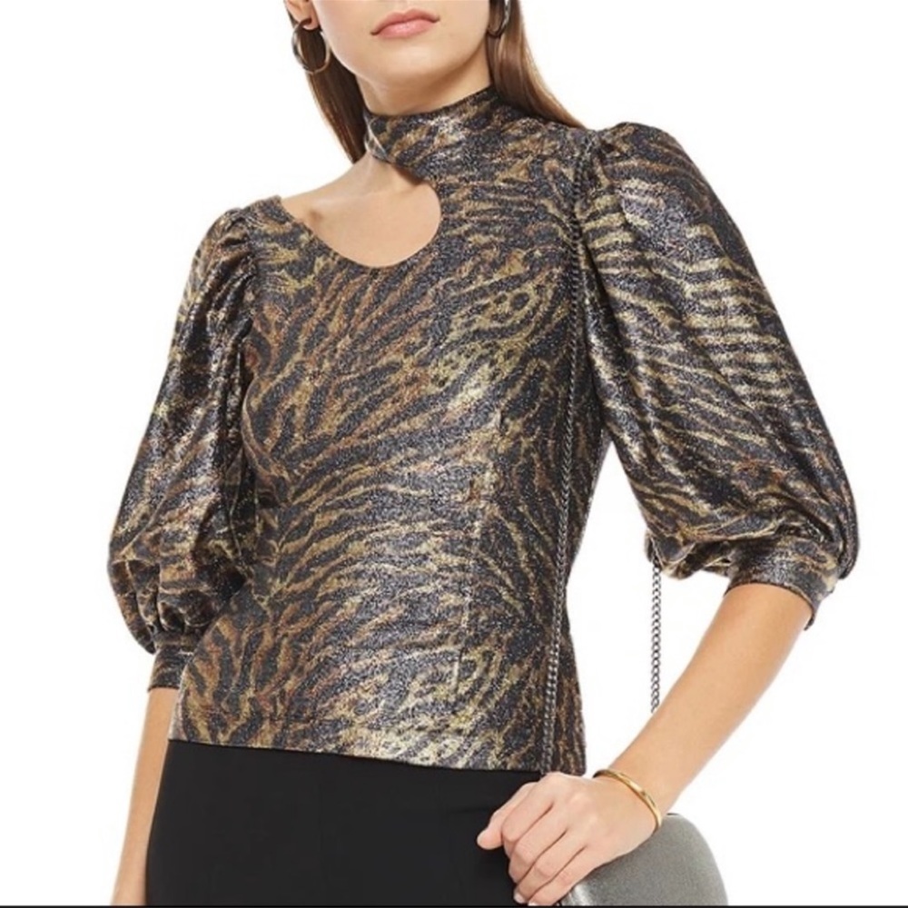 Ganni metalic tiger stripe top